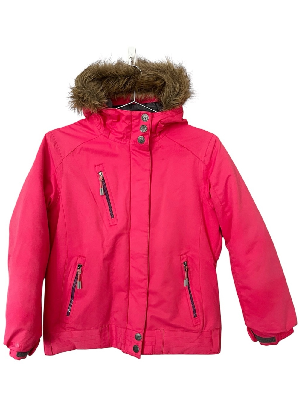 Firefly Girls Pink Ski Jacket Medium 10/12 Fur Hood Winter Coat